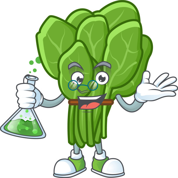 聪明的菠菜卡通人物拿着玻璃管图片下载