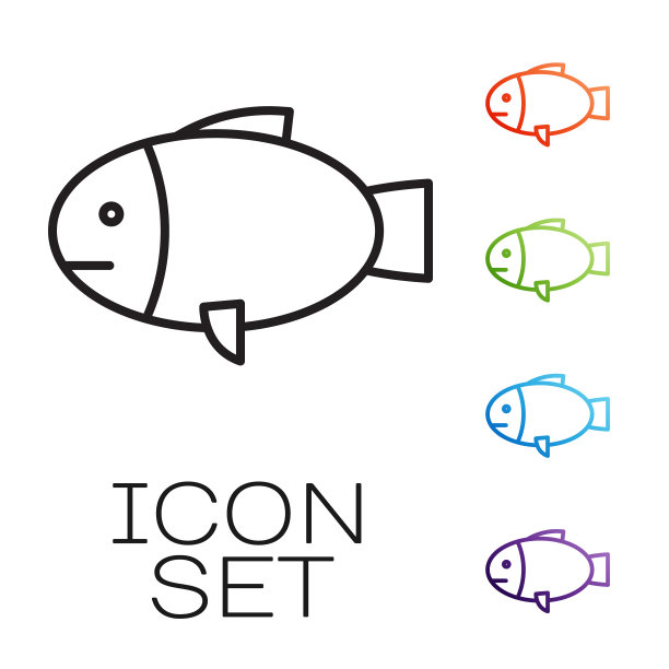 黑线鱼图标孤立在白色背景图片下载