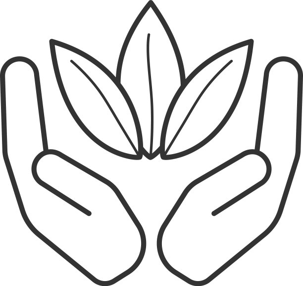打开手掌与茶叶线性图标图片下载