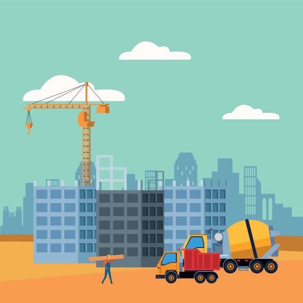 混凝土搅拌机和自卸车翻倒在地图片下载