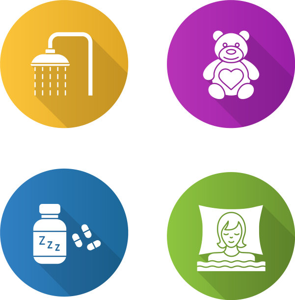 睡觉配件平面设计长阴影图片下载