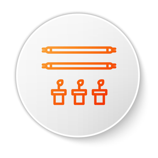 橙色线智能农场与灯泡和植物图片下载