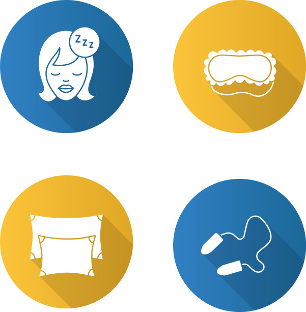 睡觉配件平面设计长阴影图片下载