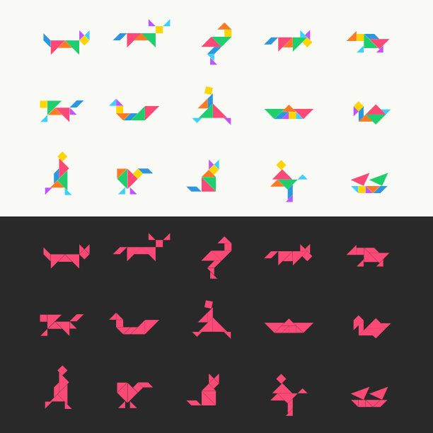 七巧板拼图正方形设置三角形图片下载