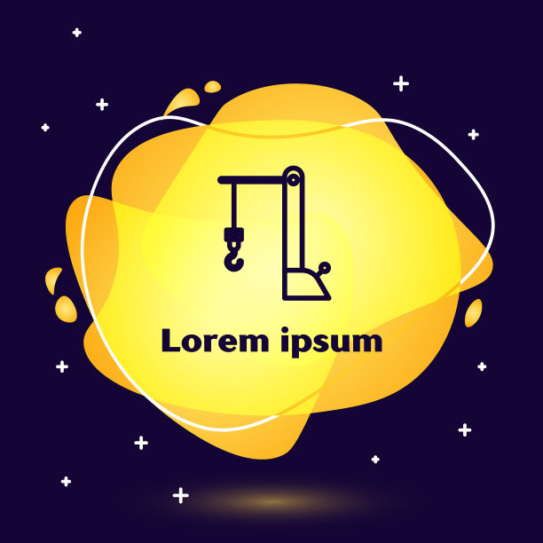 黑线港口起重机图标隔离在蓝色图片下载