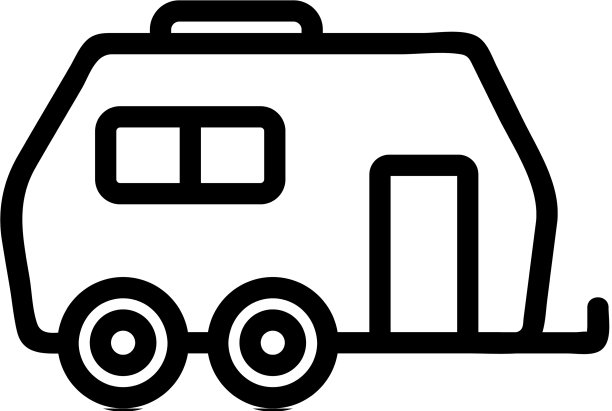 车轮上的房子图标孤立的轮廓图片下载