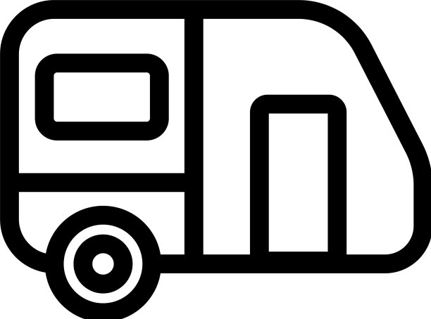 车轮上的房子图标孤立的轮廓图片下载