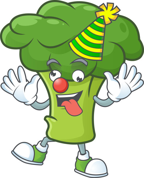 滑稽小丑绿色花椰菜卡通人物图片下载