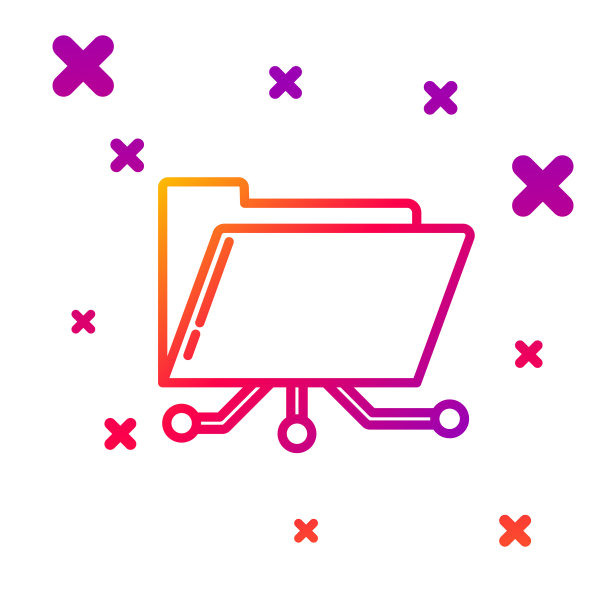 颜色线文件夹和锁定图标隔离在白色图片下载