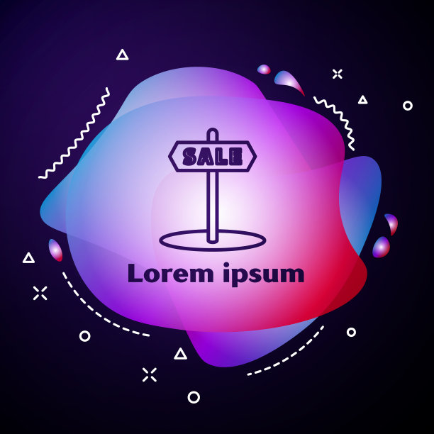 紫色线悬挂标志与文字销售图标图片下载