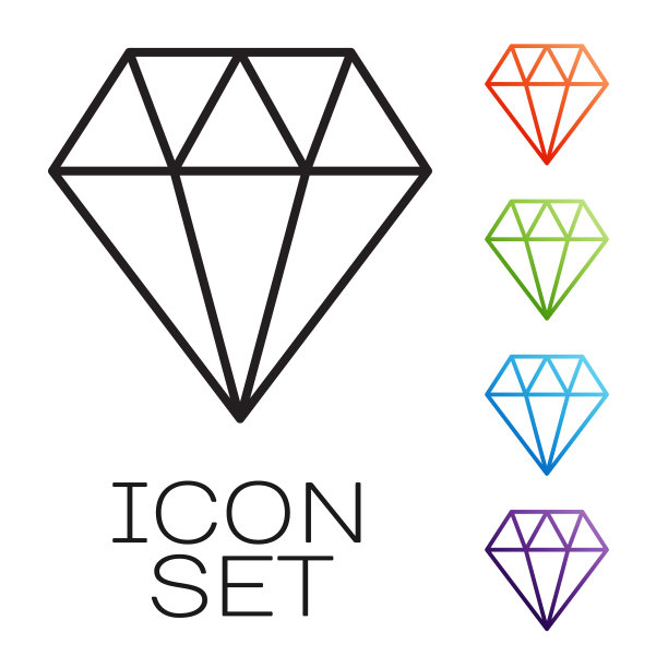 黑线钻石图标孤立在白色上图片下载
