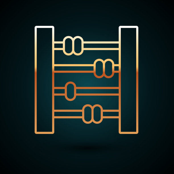 金线算盘图标孤立在深蓝色图片下载