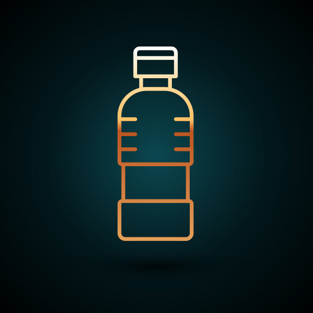金线瓶装水图标孤立在黑暗图片下载