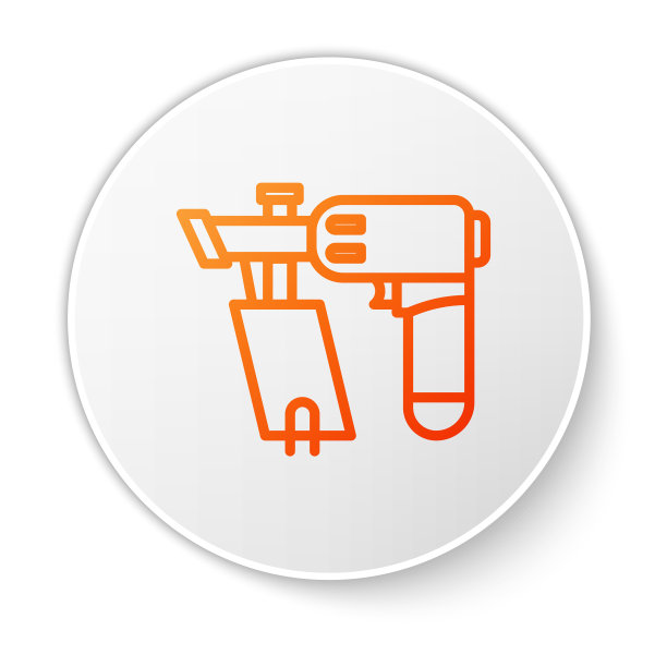 橙色线钉枪图标孤立在白色图片下载