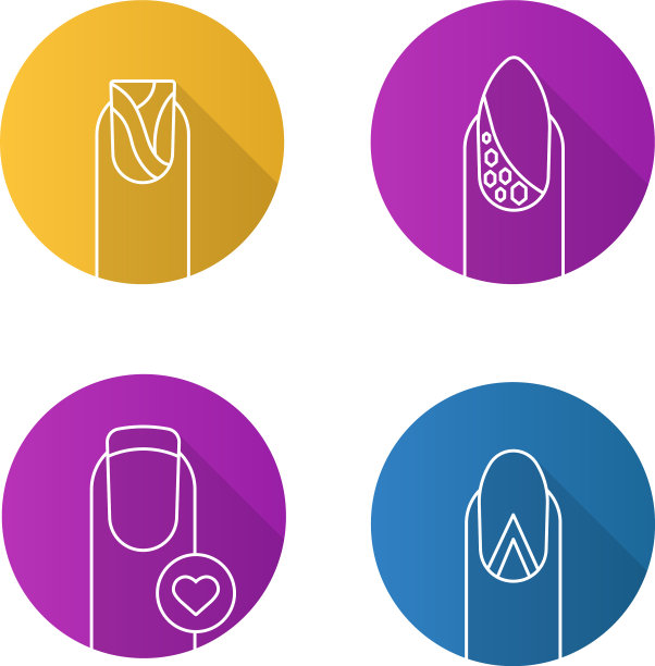 指甲平线性长阴影图标集图片下载