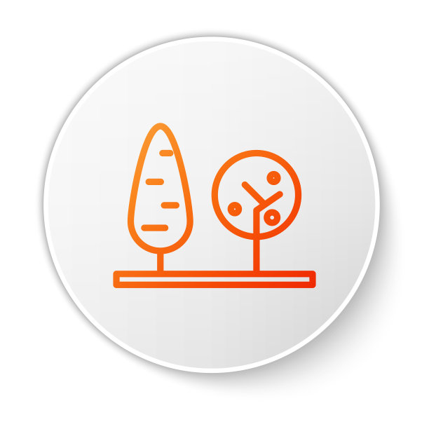 橙色线树图标孤立在白色图片下载