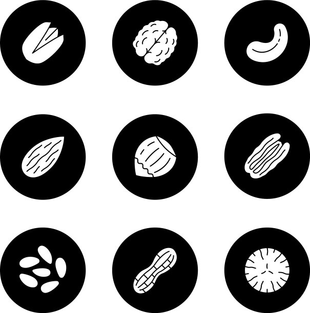 坚果类型字形图标集图片下载