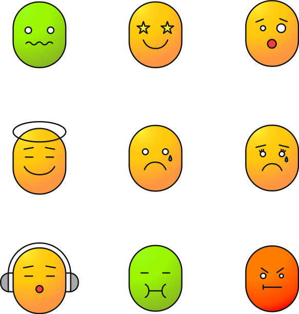 笑脸的颜色图标集图片下载