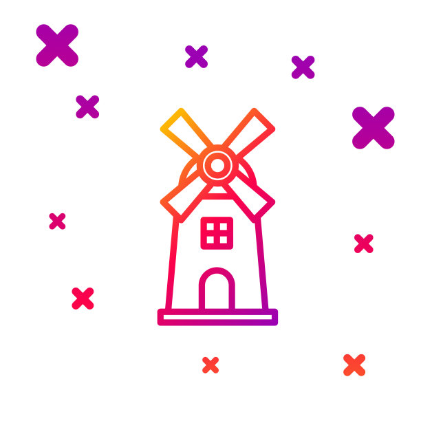 颜色线风车图标孤立在白色图片下载