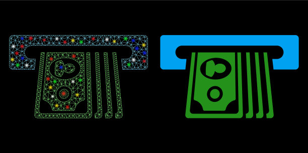 有光泽的网丝架ATM插入现金图标图片下载