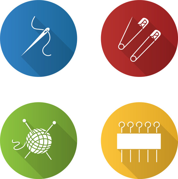 裁剪平面设计长阴影字形图标集图片下载