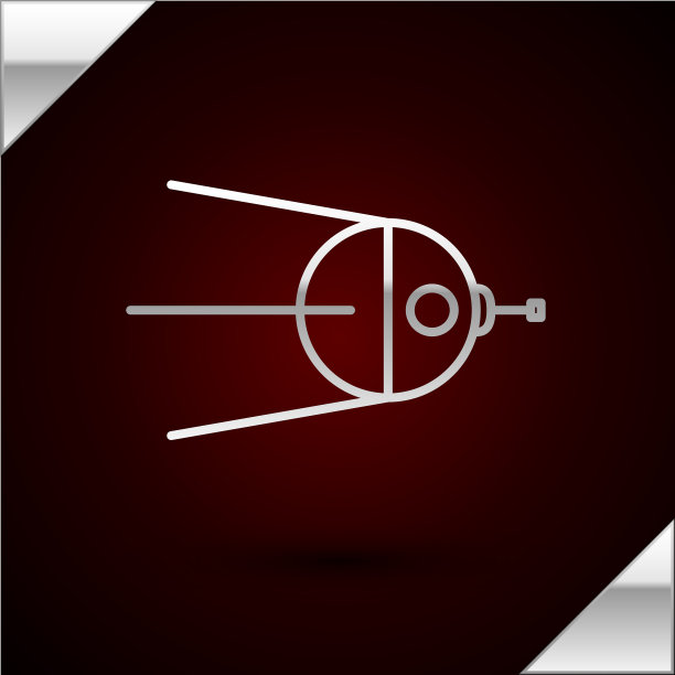 银线卫星图标孤立在暗红色图片下载