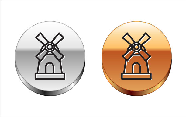 黑线风车图标孤立在白色图片下载