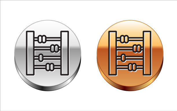 黑线算盘图标孤立在白线上图片下载