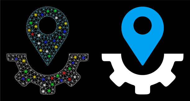发光网线框服务地图标记图标图片下载