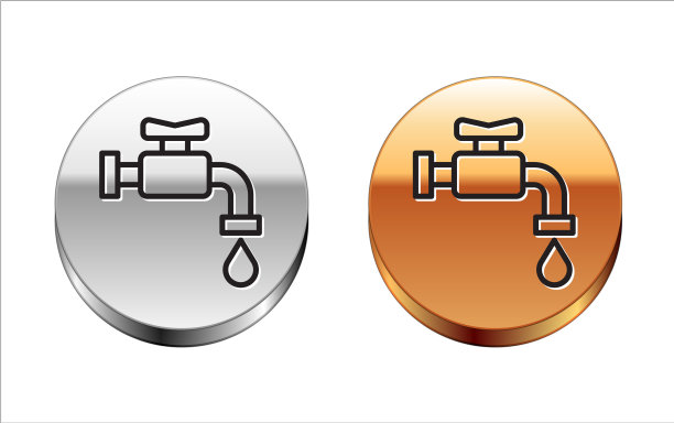 黑线自来水龙头图标孤立在白色图片下载