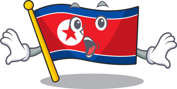 旗子上朝鲜卷轴意外的手势图片下载