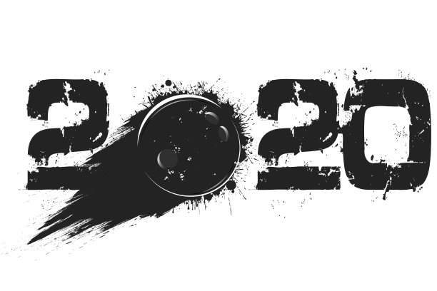 抽象数字2020和保龄球从污点图片下载