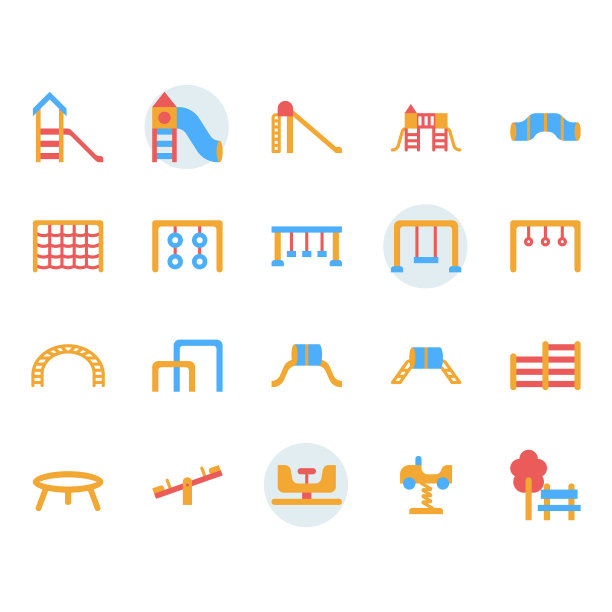 操场图标和符号设置在平面设计图片下载