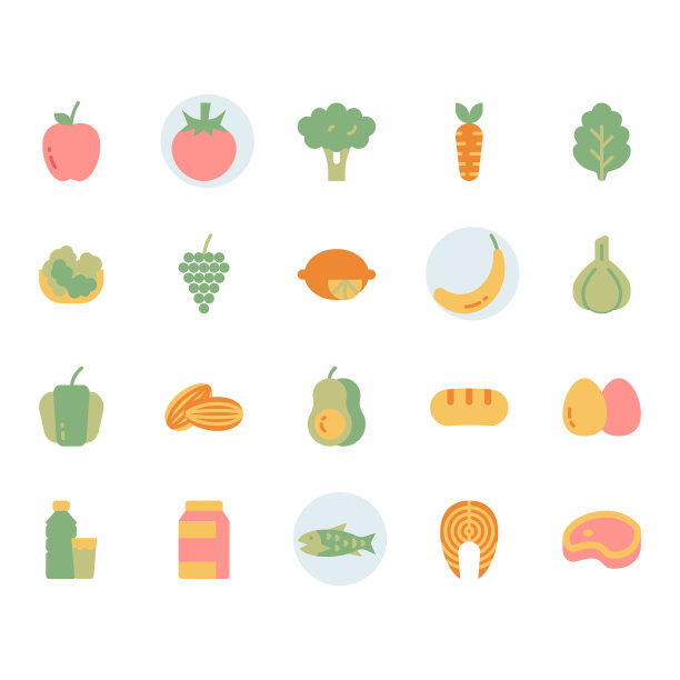 水果相关图标和符号设置在平面设计图片下载