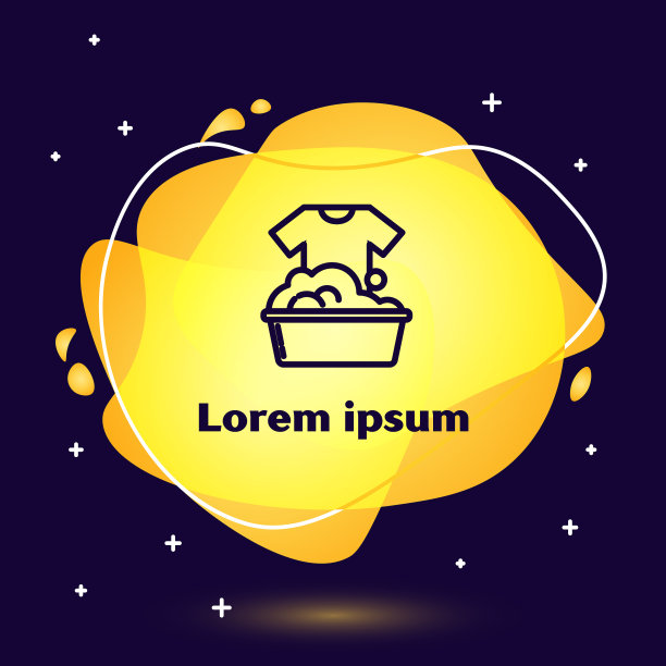 带有肥皂泡沫图标的黑色线条塑料盆图片下载