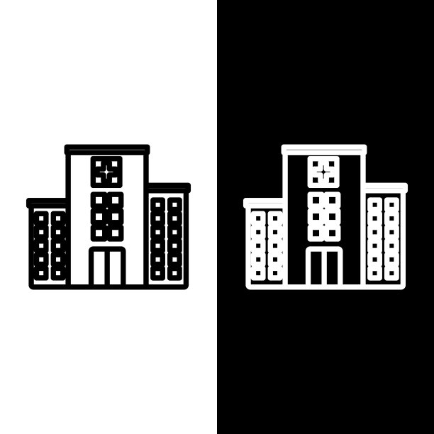 设置有十字图标的医院大楼图片下载