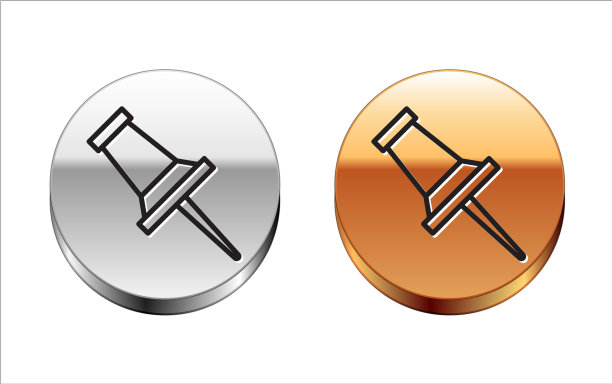 黑线推针图标隔离在白色上图片下载