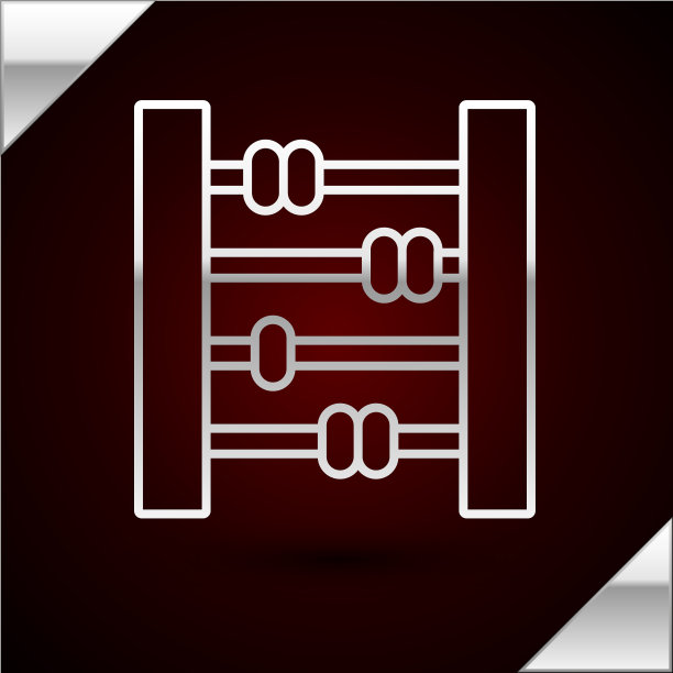 银线算盘图标孤立在暗红色图片下载