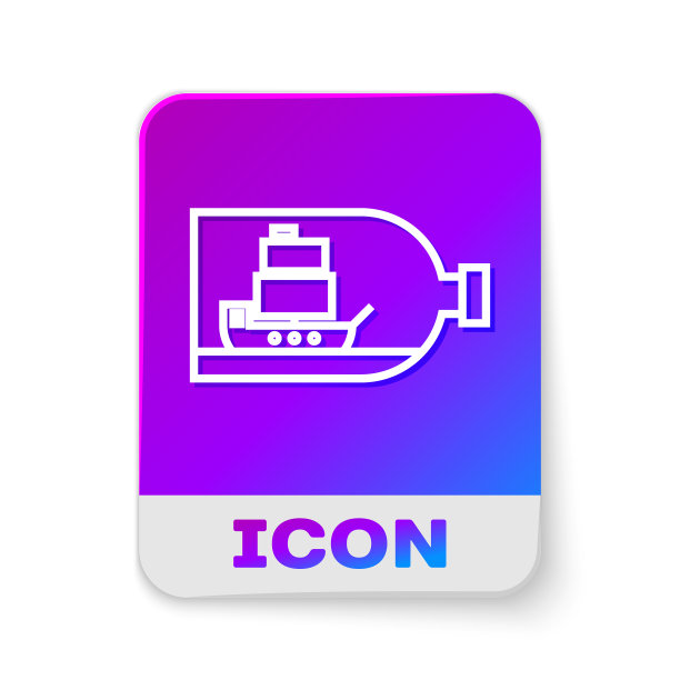 白色线玻璃瓶子与船内的图标图片下载