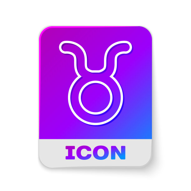 白线金牛座星座图标孤立上图片下载