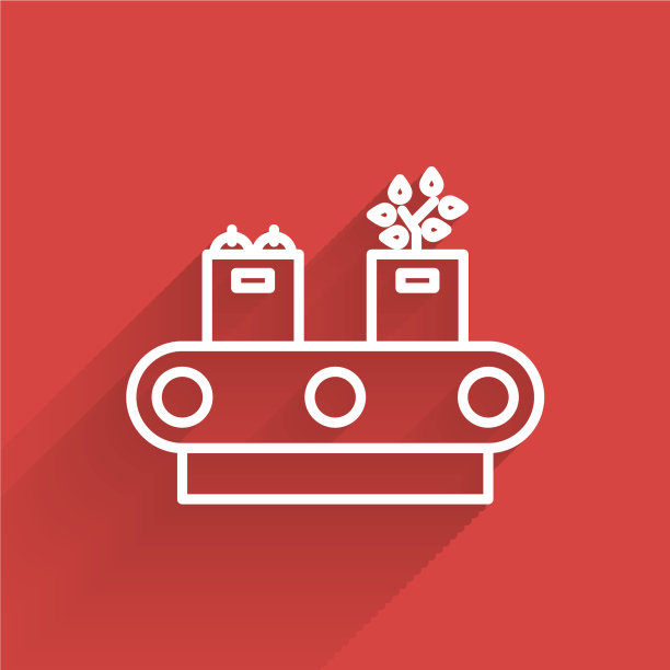 带纸板盒图标的白线传送带图片下载