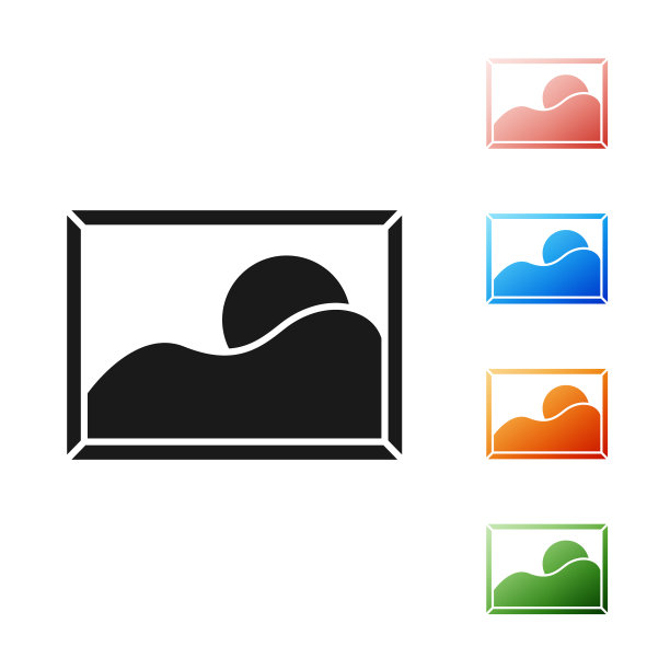 黑色图片风景图标孤立在白色图片下载