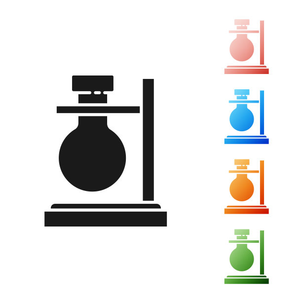 支架上的黑色玻璃试管瓶，图标隔离图片下载