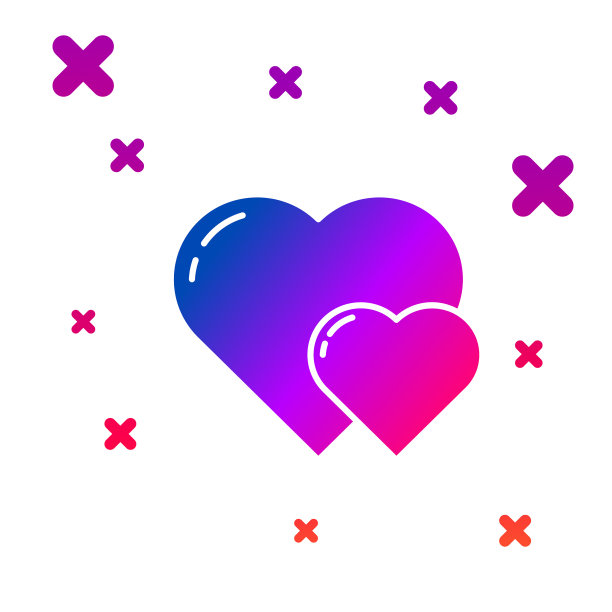 颜色心图标孤立在白色背景图片下载