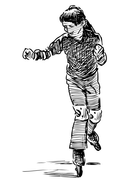 画一个小女孩在滚轴上滑冰图片下载