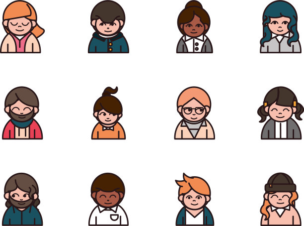 人物卡通人物头像男性和女性设置图片下载