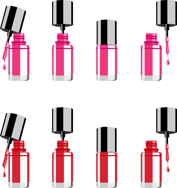 指甲油的颜色设置在白色的背景图片下载