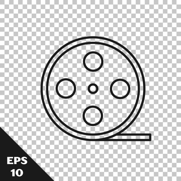 黑线胶片卷轴图标隔离在透明上图片下载