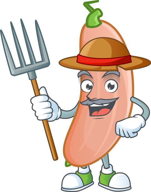 快乐农民香蕉南瓜卡通吉祥物与帽子图片下载