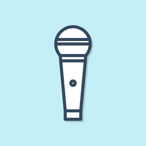 蓝色线麦克风图标隔离在蓝色图片下载